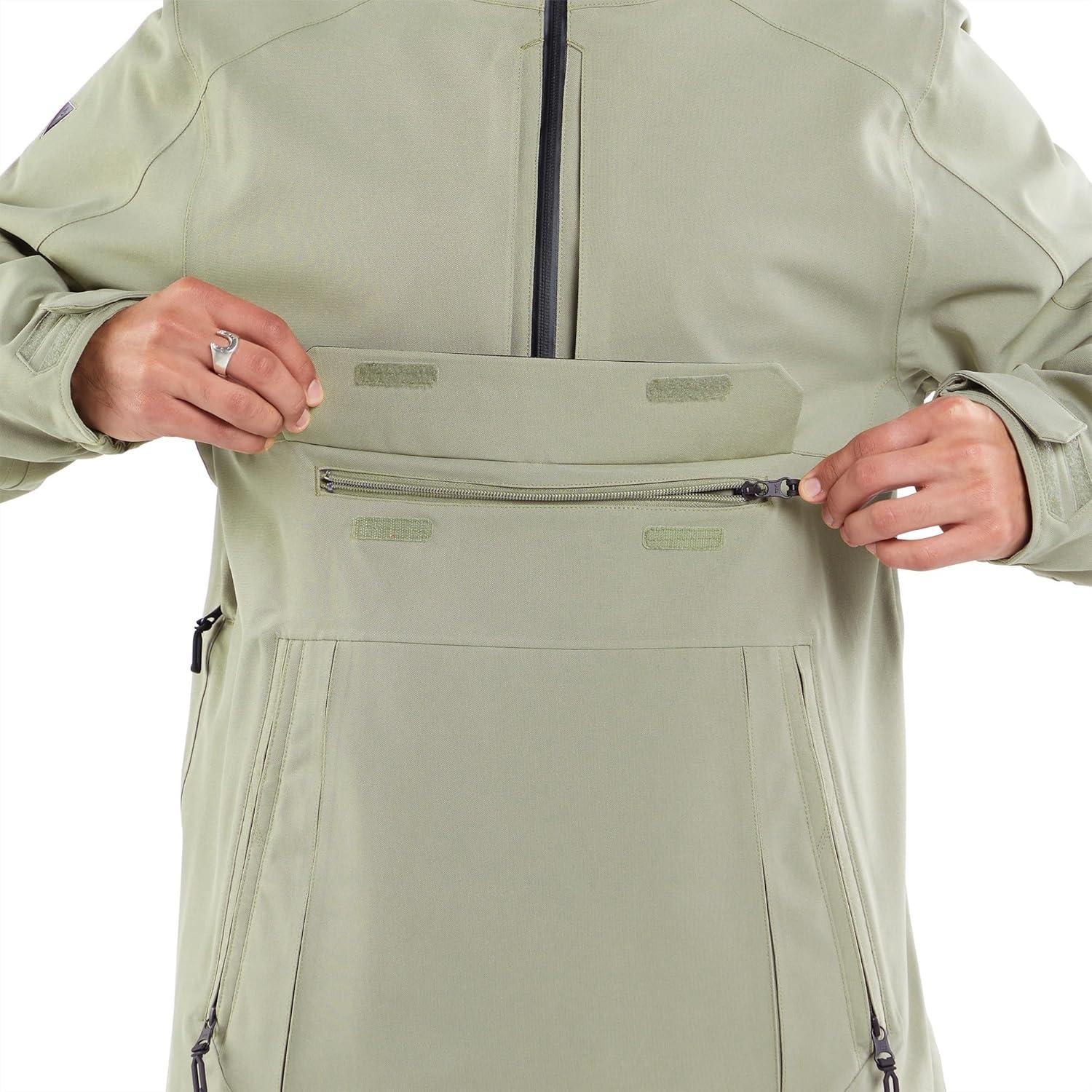 image:imageVolcom Mens Brighton Pullover Anarok Hooded Snowboard JacketLight Military