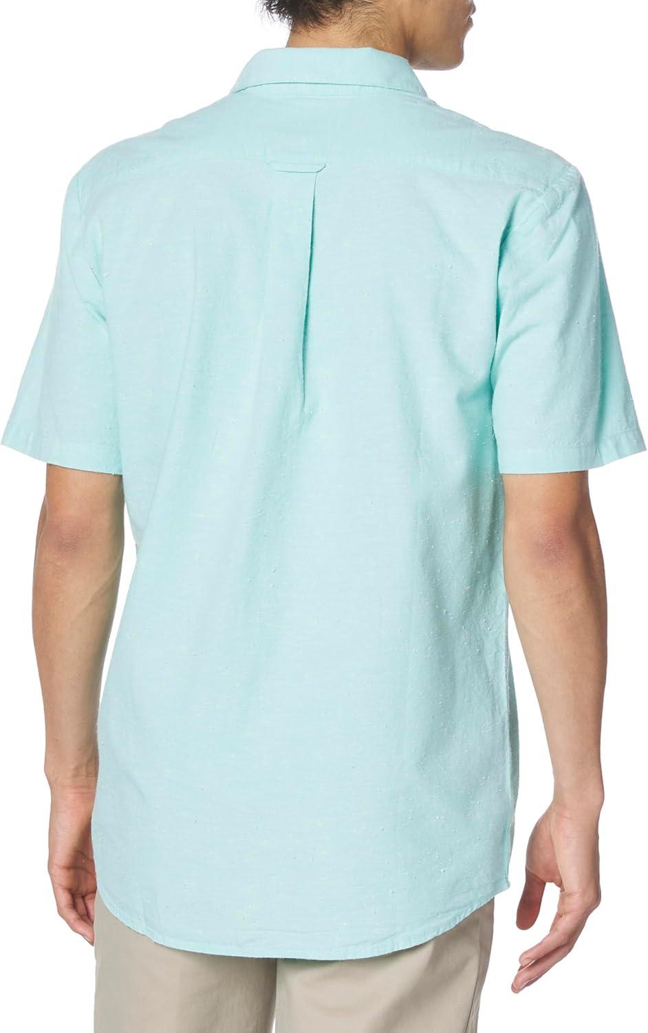 image:imageVolcom Mens Date Knight Short Sleeve Classic Fit Button Down ShirtCrete Blue