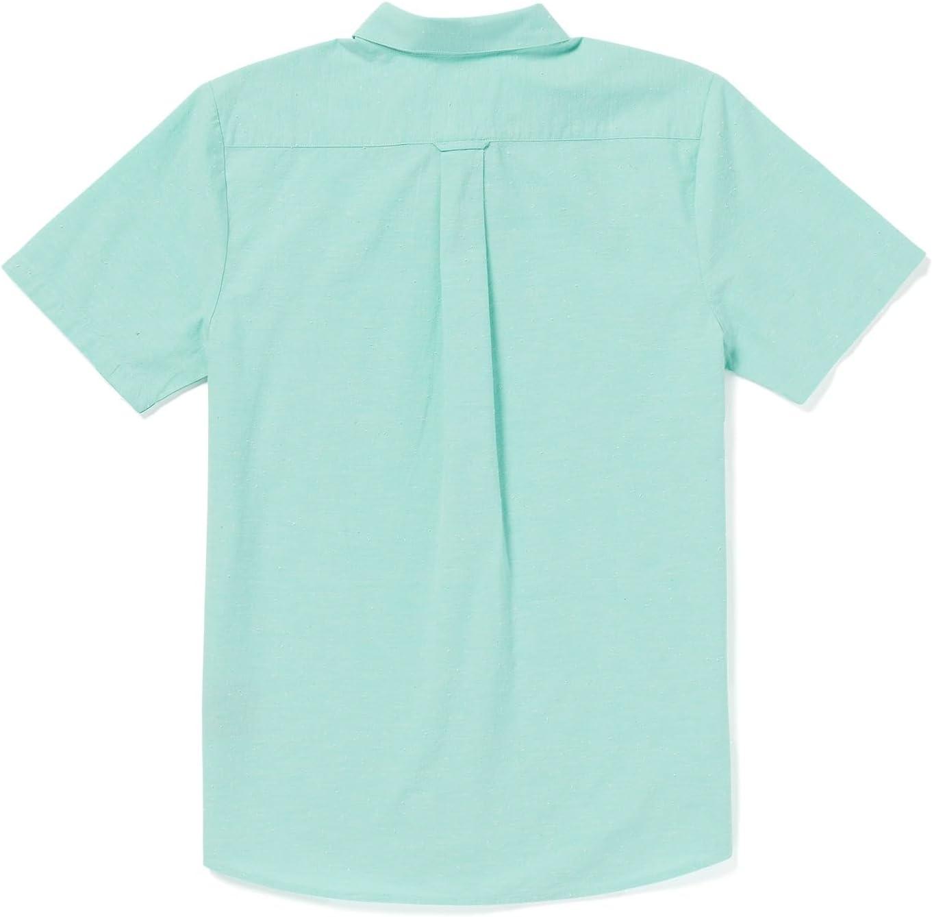image:imageVolcom Mens Date Knight Short Sleeve Classic Fit Button Down ShirtCrete Blue