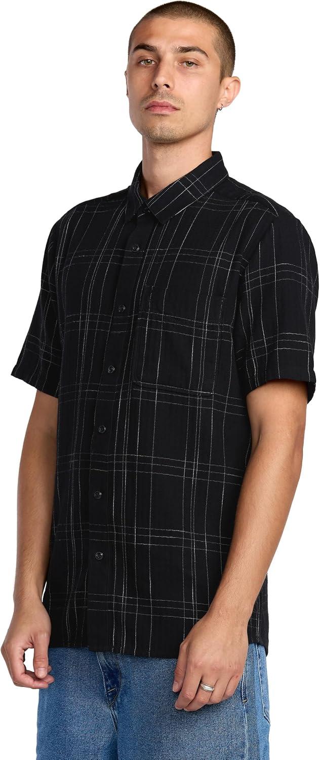 image:imageVolcom Mens Date Knight Short Sleeve Classic Fit Button Down ShirtNew Black