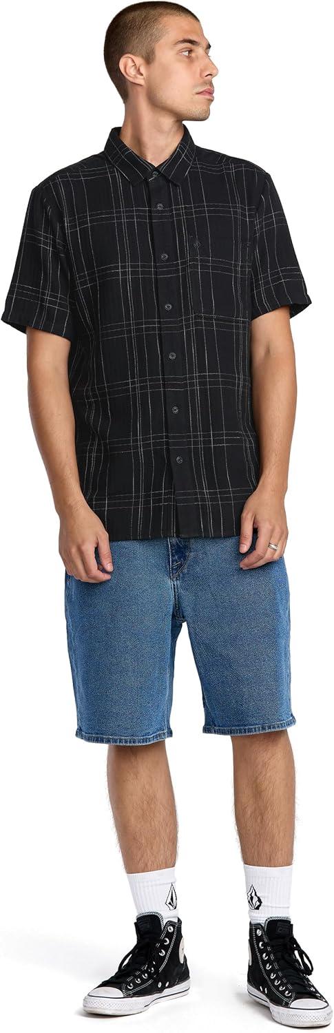 image:imageVolcom Mens Date Knight Short Sleeve Classic Fit Button Down ShirtNew Black