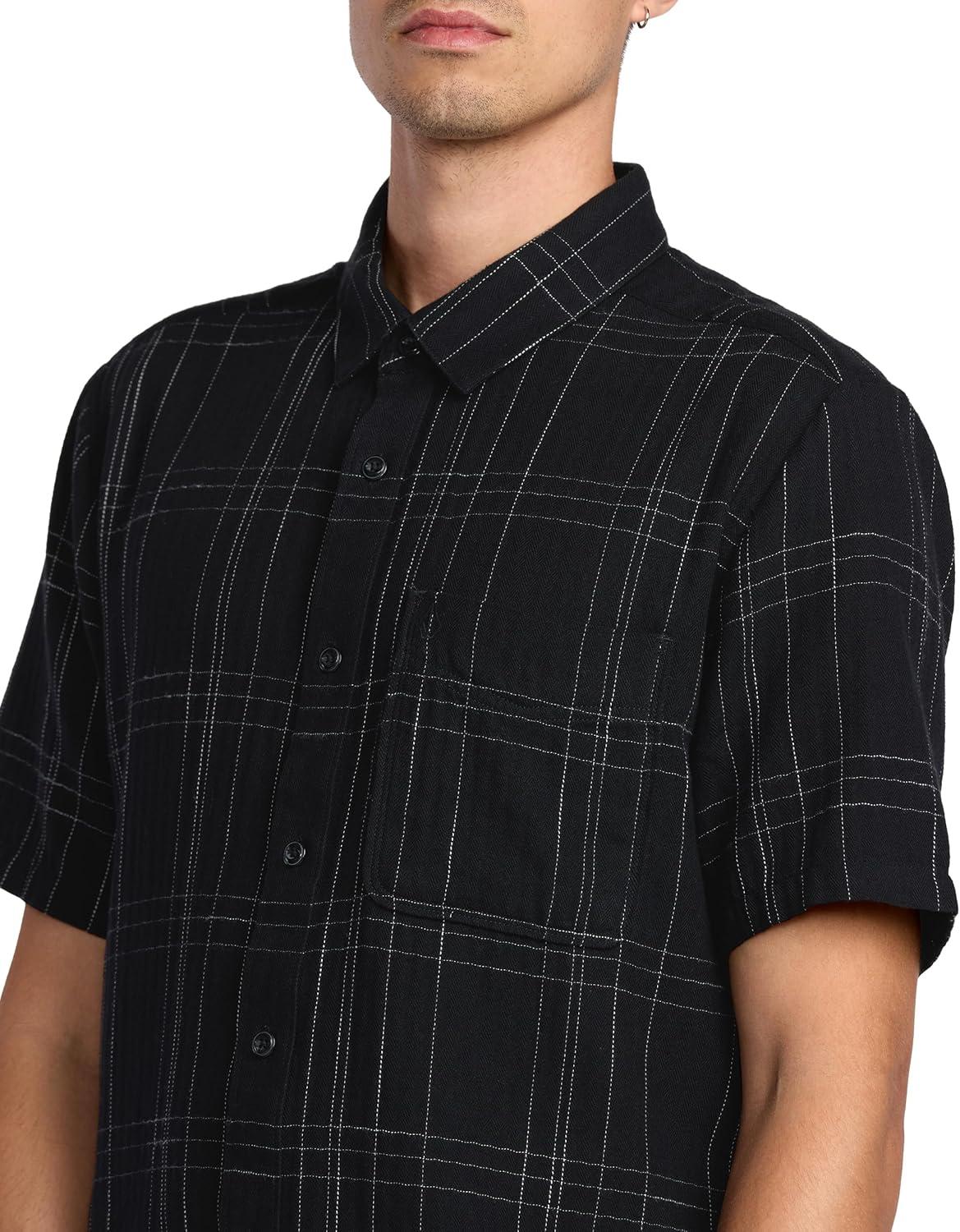 image:imageVolcom Mens Date Knight Short Sleeve Classic Fit Button Down ShirtNew Black