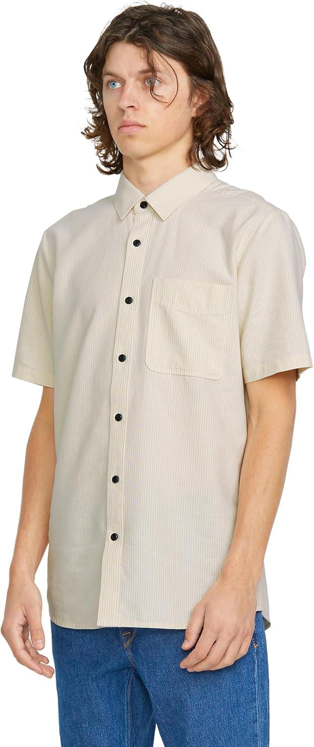 image:imageVolcom Mens Date Knight Short Sleeve Classic Fit Button Down ShirtPale Khaki