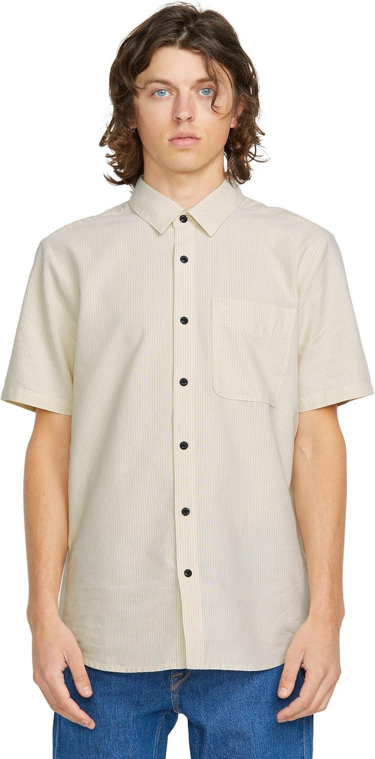 image:imageVolcom Mens Date Knight Short Sleeve Classic Fit Button Down ShirtPale Khaki
