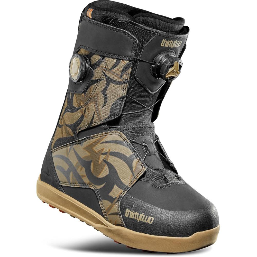 image:imageThirtyTwo Lashed Double Boa Snowboard Boots Snowboard Boots with DualZone Lacing amp Grippy OutsoleBlack Print Corduroy 2026