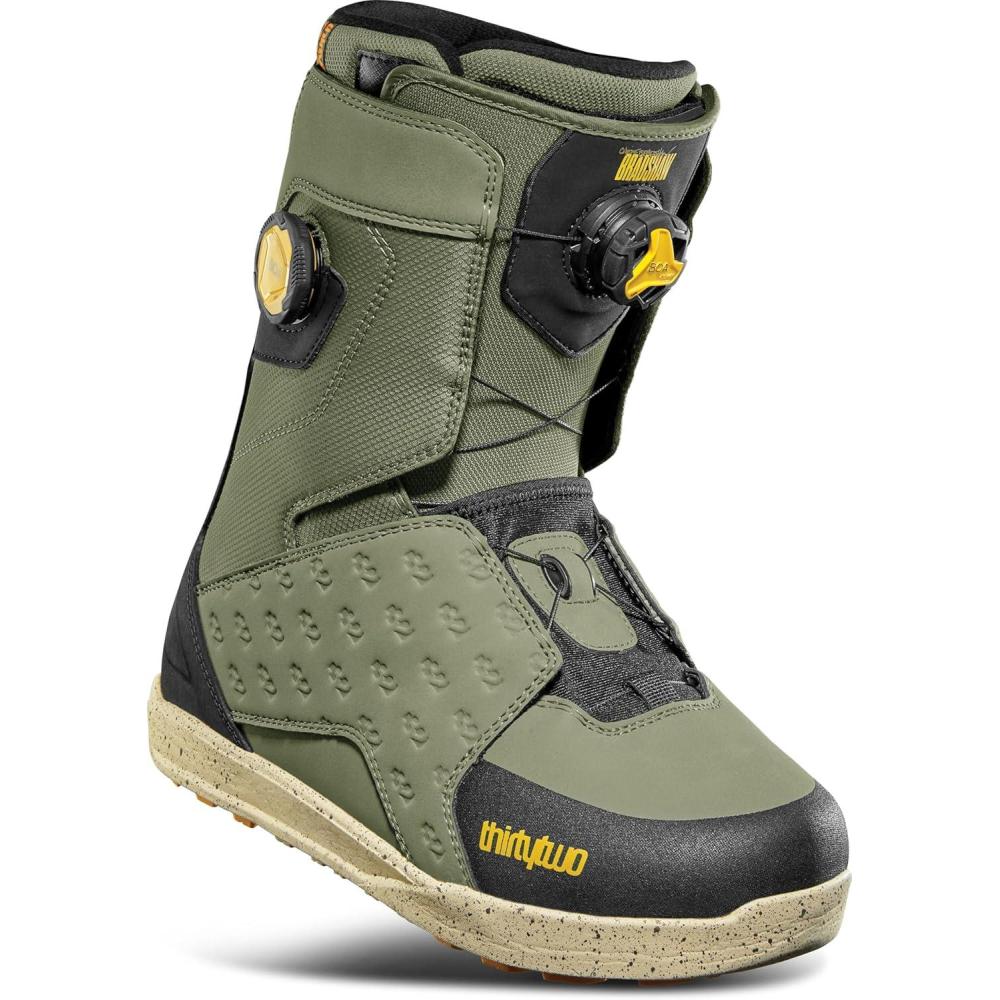 image:imageThirtyTwo Lashed Double Boa Snowboard Boots Snowboard Boots with DualZone Lacing amp Grippy OutsoleOlive Black Bradshaw 2026