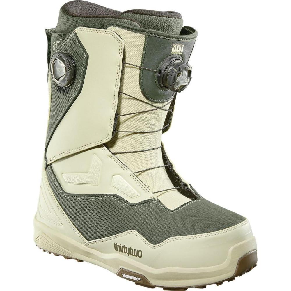 image:imageThirtyTwo Lashed Double Boa Snowboard Boots  Snowboard Boots with DualZone Lacing amp Grippy OutsoleWarm GreyOlive Hansen 2025