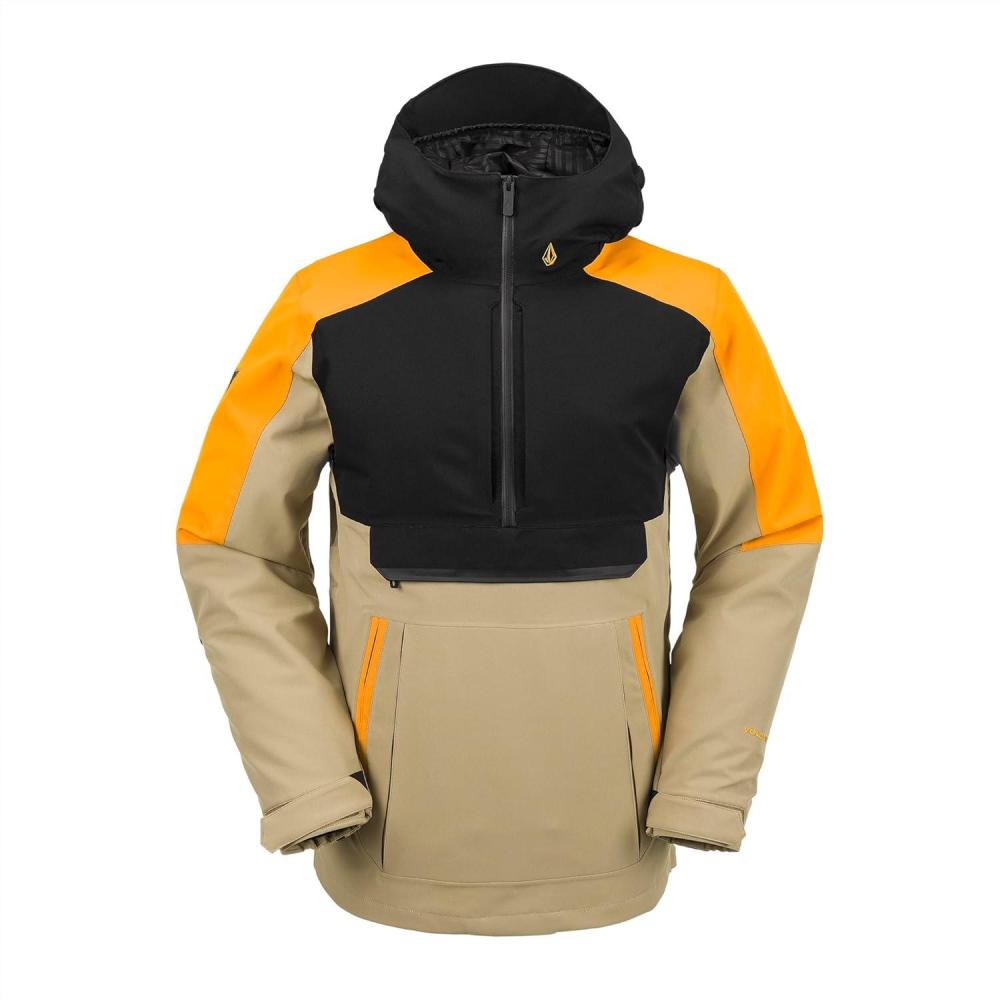 image:imageVolcom Mens Brighton Pullover Anarok Hooded Snowboard JacketGold