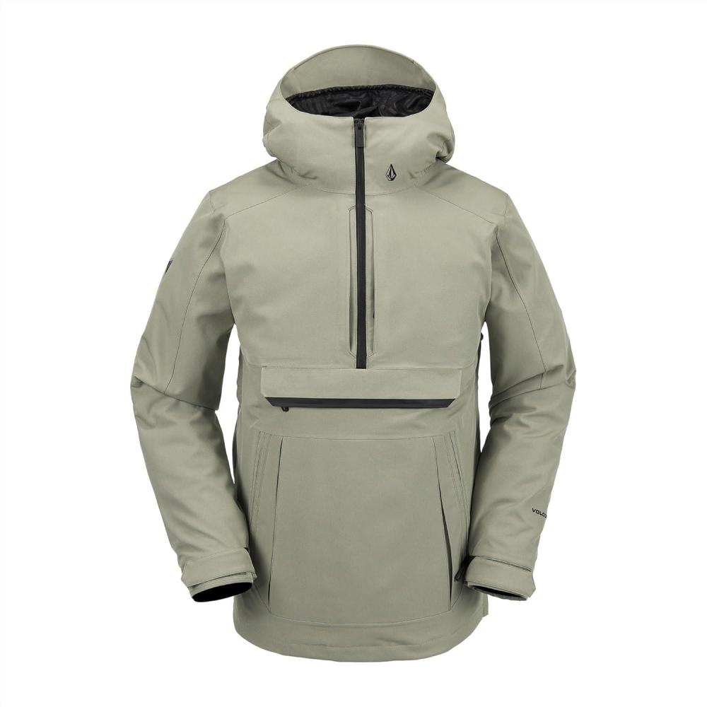image:imageVolcom Mens Brighton Pullover Anarok Hooded Snowboard JacketLight Military