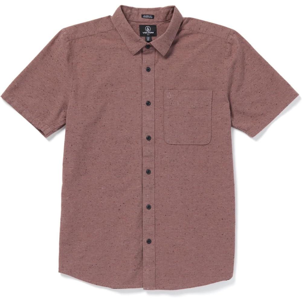 image:imageVolcom Mens Date Knight Short Sleeve Classic Fit Button Down ShirtBordeaux Brown