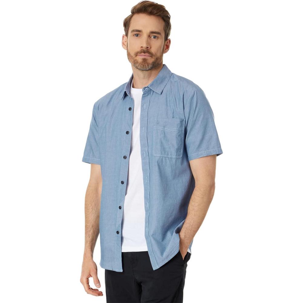image:imageVolcom Mens Date Knight Short Sleeve Classic Fit Button Down ShirtChambray
