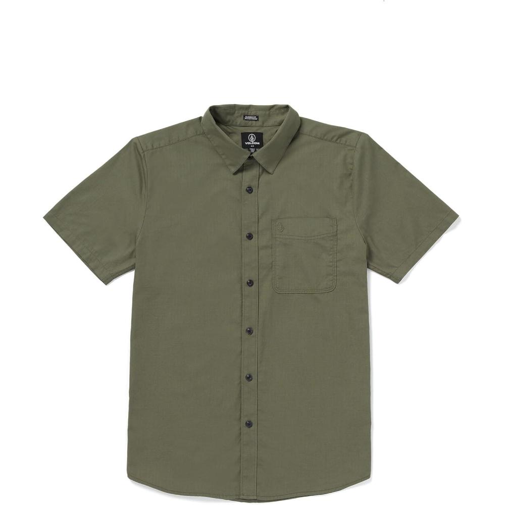 image:imageVolcom Mens Date Knight Short Sleeve Classic Fit Button Down ShirtWintermoss