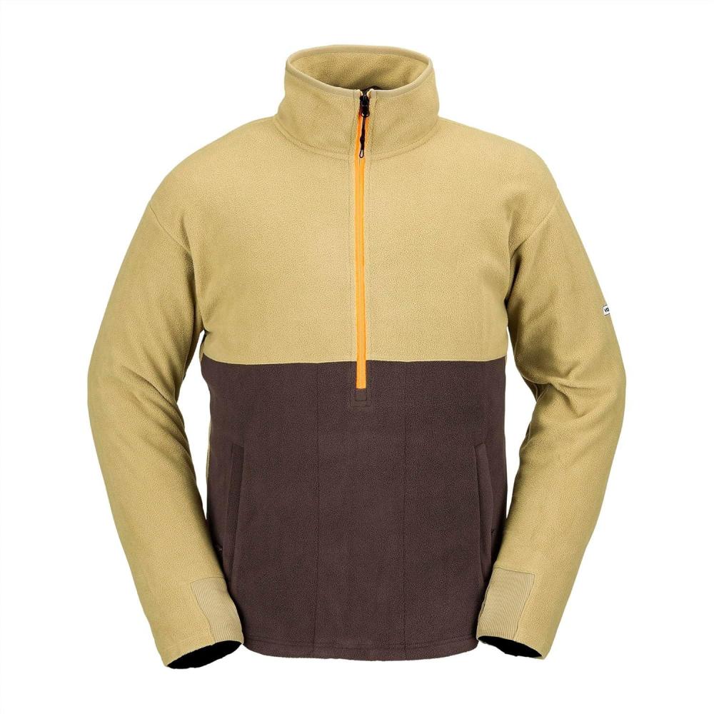 image:imageVolcom Mens Polar Fleece Mock Neck 12 Zip Snowboard Ski BaselayerDark Khaki S4