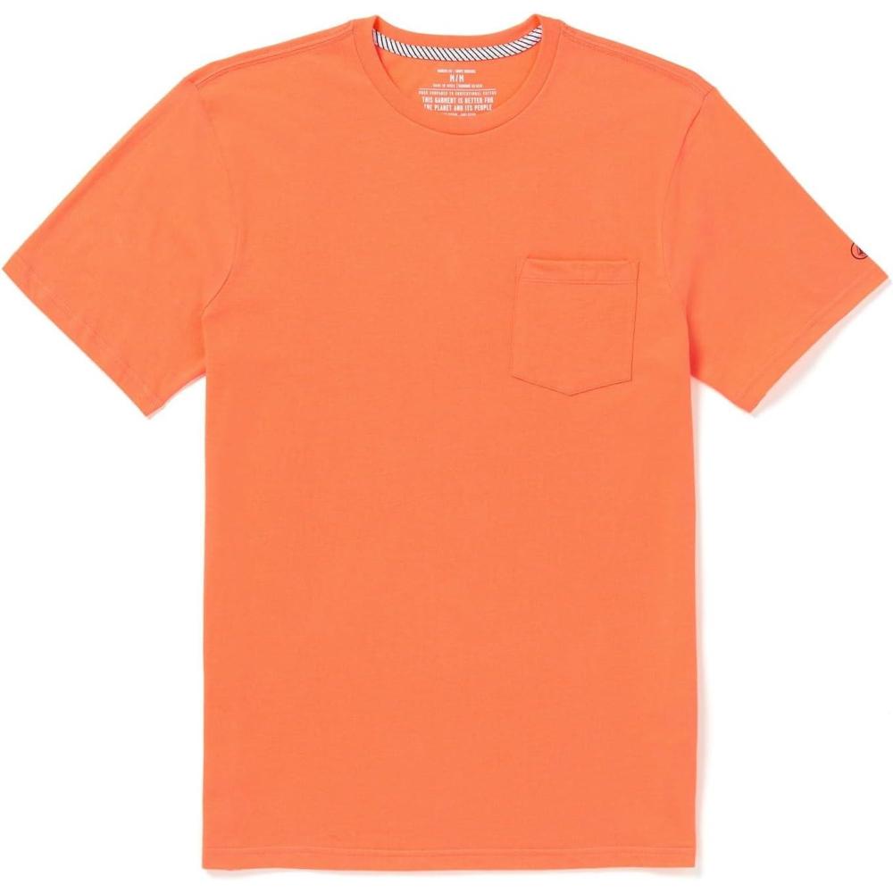 image:imageVolcom Mens Solid Stone Modern Fit Short Sleeve TeeTurbo Orange