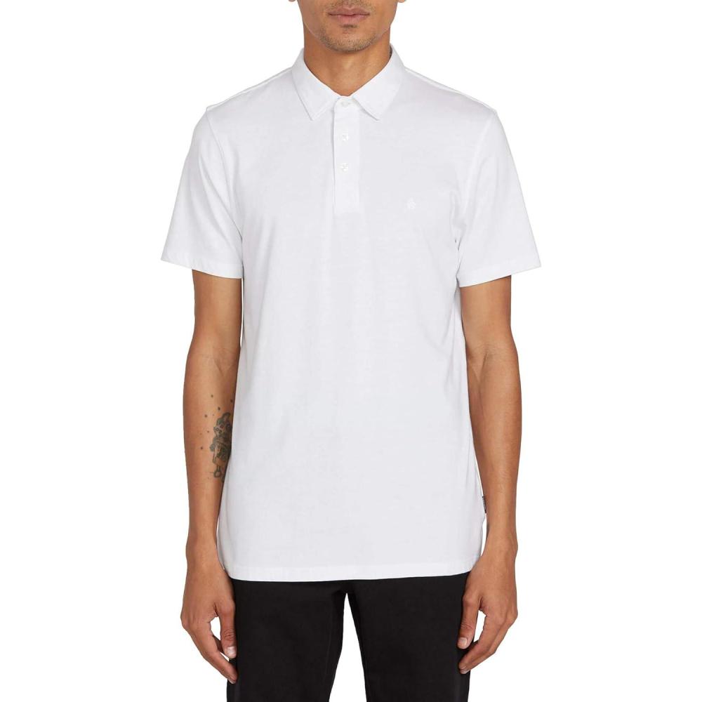 image:imageVolcom Mens Wowzer Modern Fit Short Sleeve Polo ShirtWhite Light