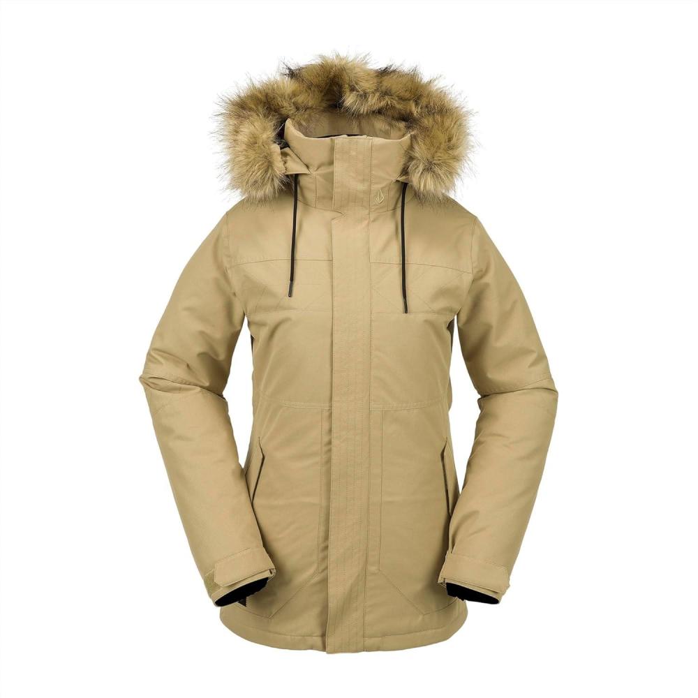 image:imageVolcom Womens Fawn Insulated Snowboard Ski Winter Hooded JacketDark Khaki S4