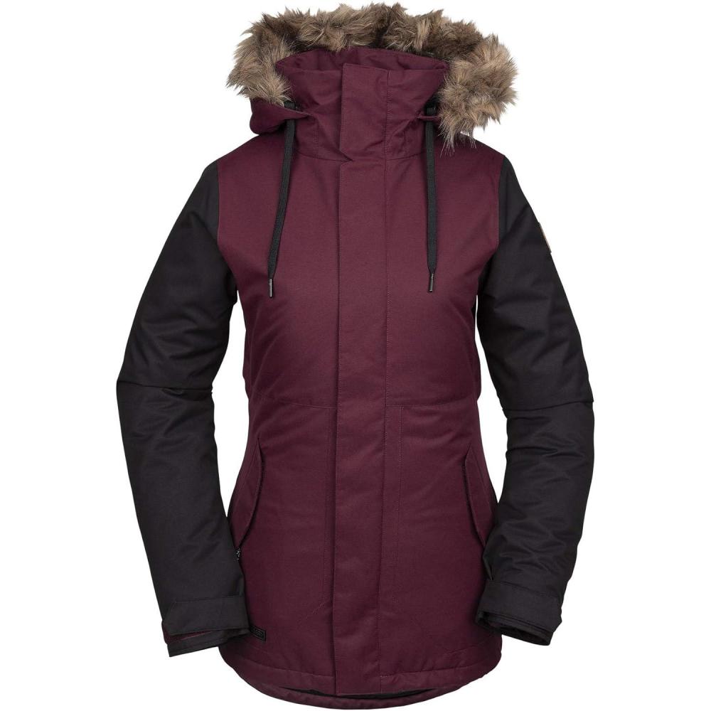 image:imageVolcom Womens Fawn Insulated Snowboard Ski Winter Hooded JacketScarlet