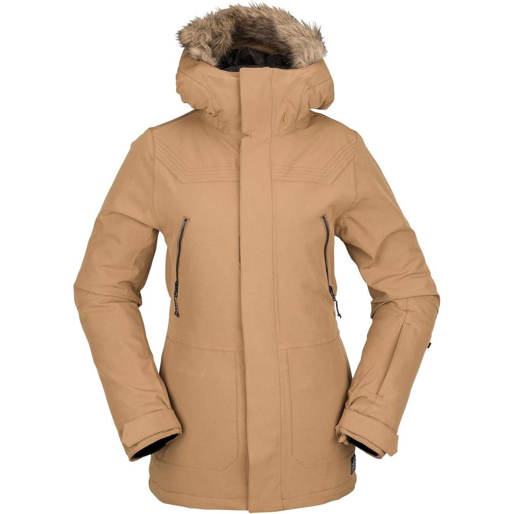 image:imageVolcom Womens Shadow Insulated Snowboard Ski Winter Hooded JacketCaramel S3