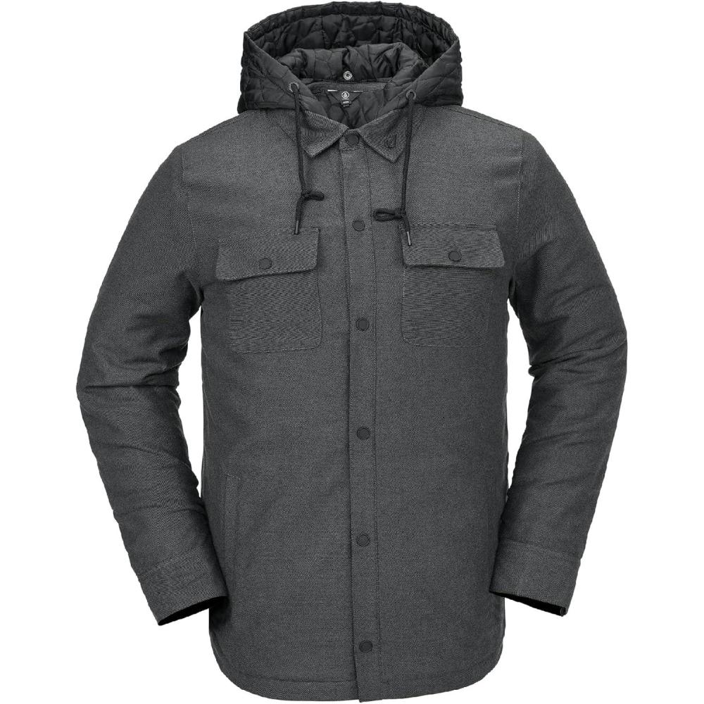 image:imageVolcom mens Field Insulated Flannel Hooded Snowboard Shirt JacketHeather Black S5