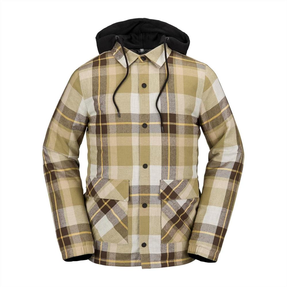 image:imageVolcom mens Field Insulated Flannel Hooded Snowboard Shirt JacketKhakiest S4
