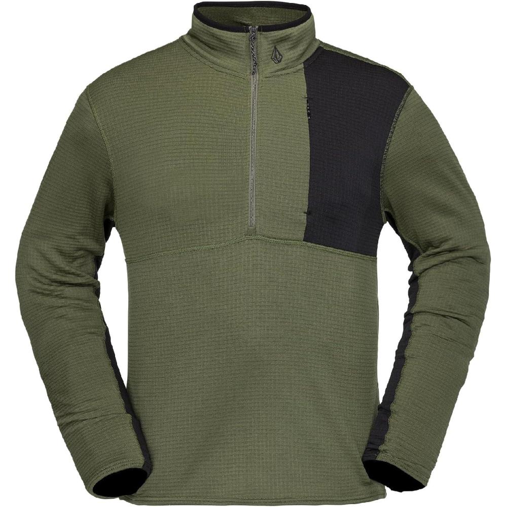 image:imageVolcom mens Gridlock 14 Zip Mock Neck Snowboard Base Layer Fleece SweatshirtIvy S5