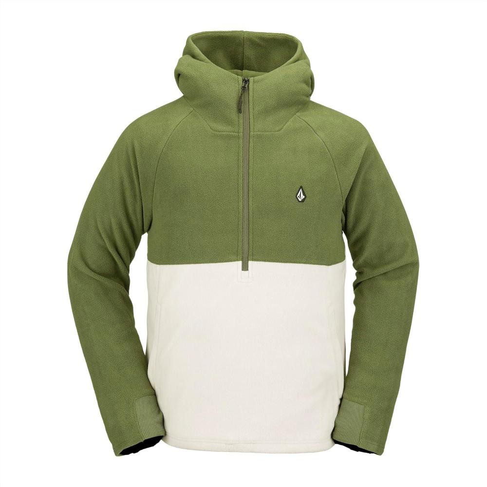 image:imageVolcom mens Polar Fleece Hooded 12 Zip Snowboard Ski BaselayerMilitary S4