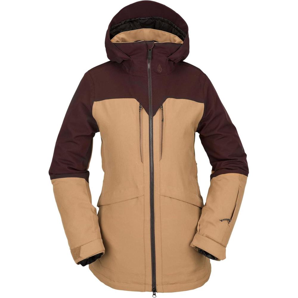 image:imageVolcom womens Shelter 3d Stretch Insulated Snowboard Ski Winter Hooded JacketCaramel S3