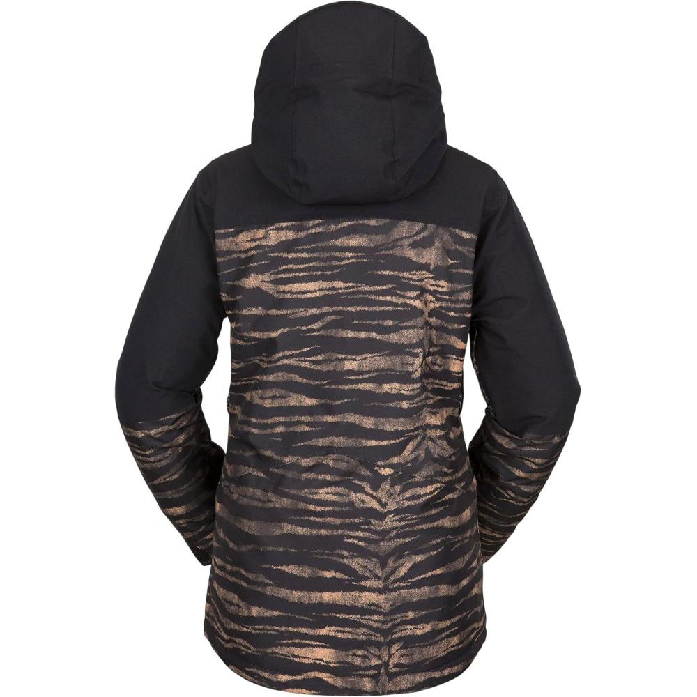 image:imageVolcom womens Shelter 3d Stretch Insulated Snowboard Ski Winter Hooded JacketTiger Print S3