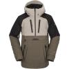 Volcom Men’s Brighton Pullover Anarok Hooded Snowboard Jacket(Dark Khaki)