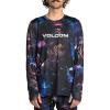 Volcom Mens V-Science Midweight Long Sleeve Thermal Base Layer Shirt – Quick Dry Thumbholes(Space Aloha)