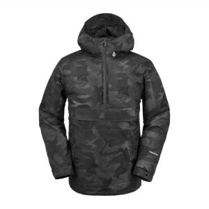 Volcom Men’s Brighton Pullover Anarok Hooded Snowboard Jacket(Black Camo)