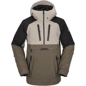Volcom Men’s Brighton Pullover Anarok Hooded Snowboard Jacket(Dark Khaki)