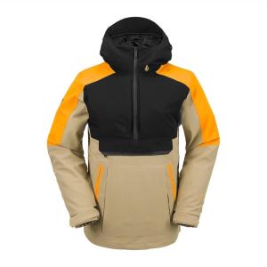 Volcom Men’s Brighton Pullover Anarok Hooded Snowboard Jacket(Gold)
