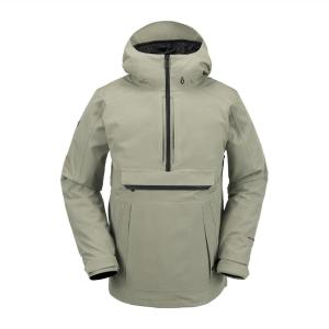Volcom Men’s Brighton Pullover Anarok Hooded Snowboard Jacket(Light Military)
