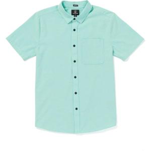 Volcom Mens Date Knight Short Sleeve Classic Fit Button Down Shirt(Crete Blue)
