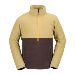Volcom Men’s Polar Fleece Mock Neck 1/2 Zip Snowboard Ski Baselayer(Dark Khaki S4)