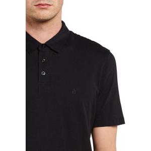 Volcom Men’s Wowzer Modern Fit Short Sleeve Polo Shirt(Black)