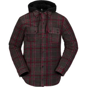 Volcom mens Field Insulated Flannel Hooded Snowboard Shirt Jacket(Black Plaid S3)
