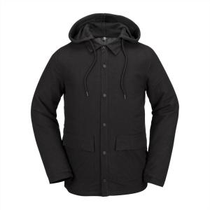 Volcom mens Field Insulated Flannel Hooded Snowboard Shirt Jacket(Black S4)