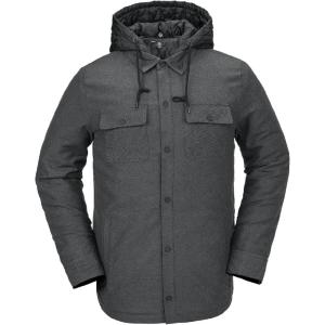 Volcom mens Field Insulated Flannel Hooded Snowboard Shirt Jacket(Heather Black S5)