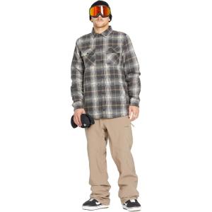 Volcom mens Field Insulated Flannel Hooded Snowboard Shirt Jacket(Stone S5)