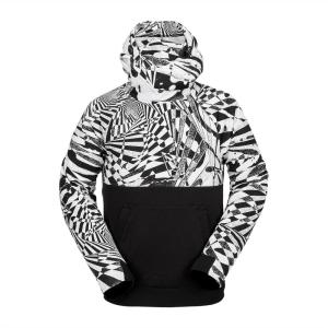 Volcom mens Hydro Hooded Fleece Riding Hoodie(Black White S4)