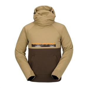 Volcom mens Hydro Hooded Fleece Riding Hoodie(Dark Khaki)