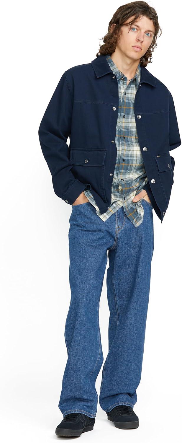 image:imageVolcom Mens Billow Loose Fit Baggy Denim Jeans Relaxed Vintage Style Soft Cotton Denim Wide LegBold Blue Wash