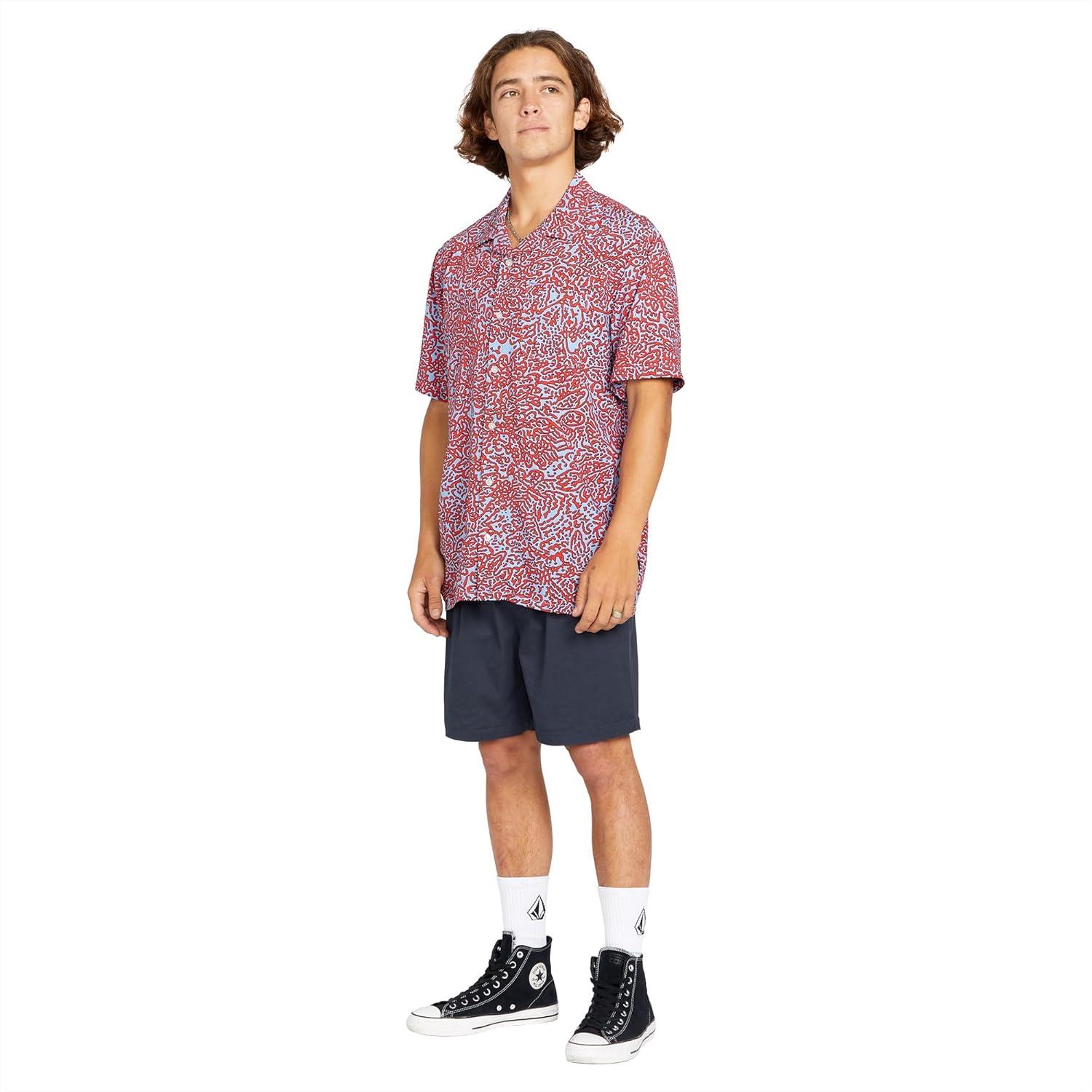 image:imageVolcom Mens Purestone Short Sleeve Button Down ShirtBlue Bird