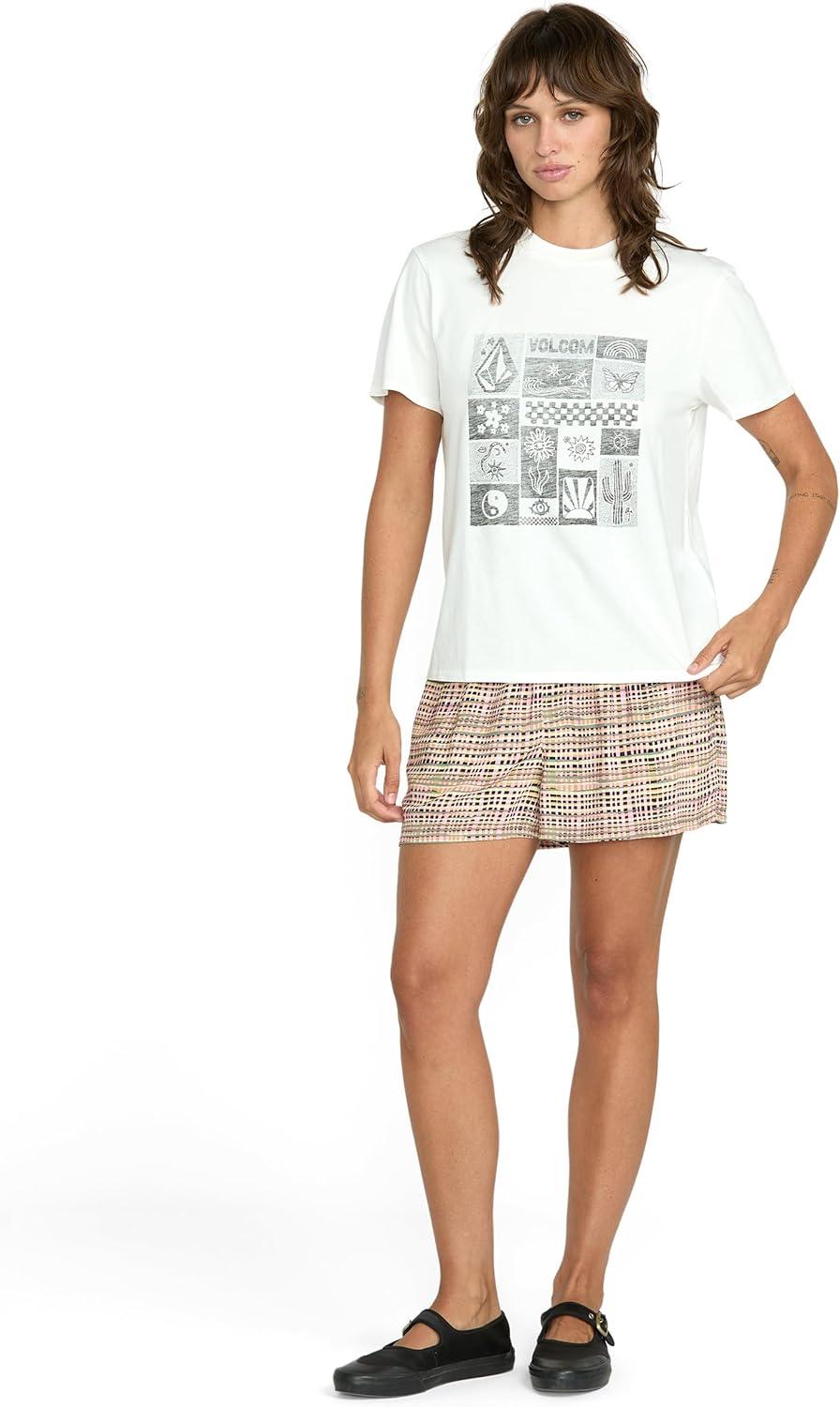 image:imageVolcom Womens Lock It Up Short Sleeve Tee Crew Neck TShirt with Striped Neck TapingSandy Brown