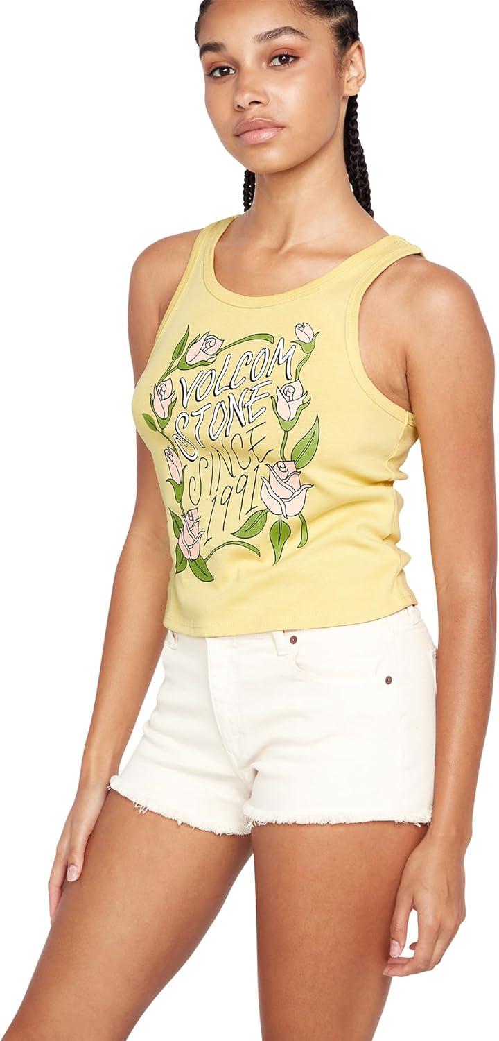 image:imageVolcom Womens to The Bank Organic Cotton Graphic Tank Top Relaxed Boxy Fit Breezy Summer StyleCitron