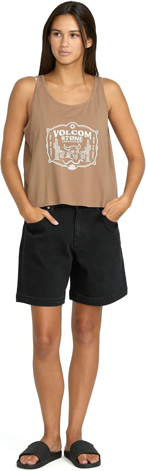 image:imageVolcom Womens to The Bank Organic Cotton Graphic Tank Top Relaxed Boxy Fit Breezy Summer StyleHazelnut