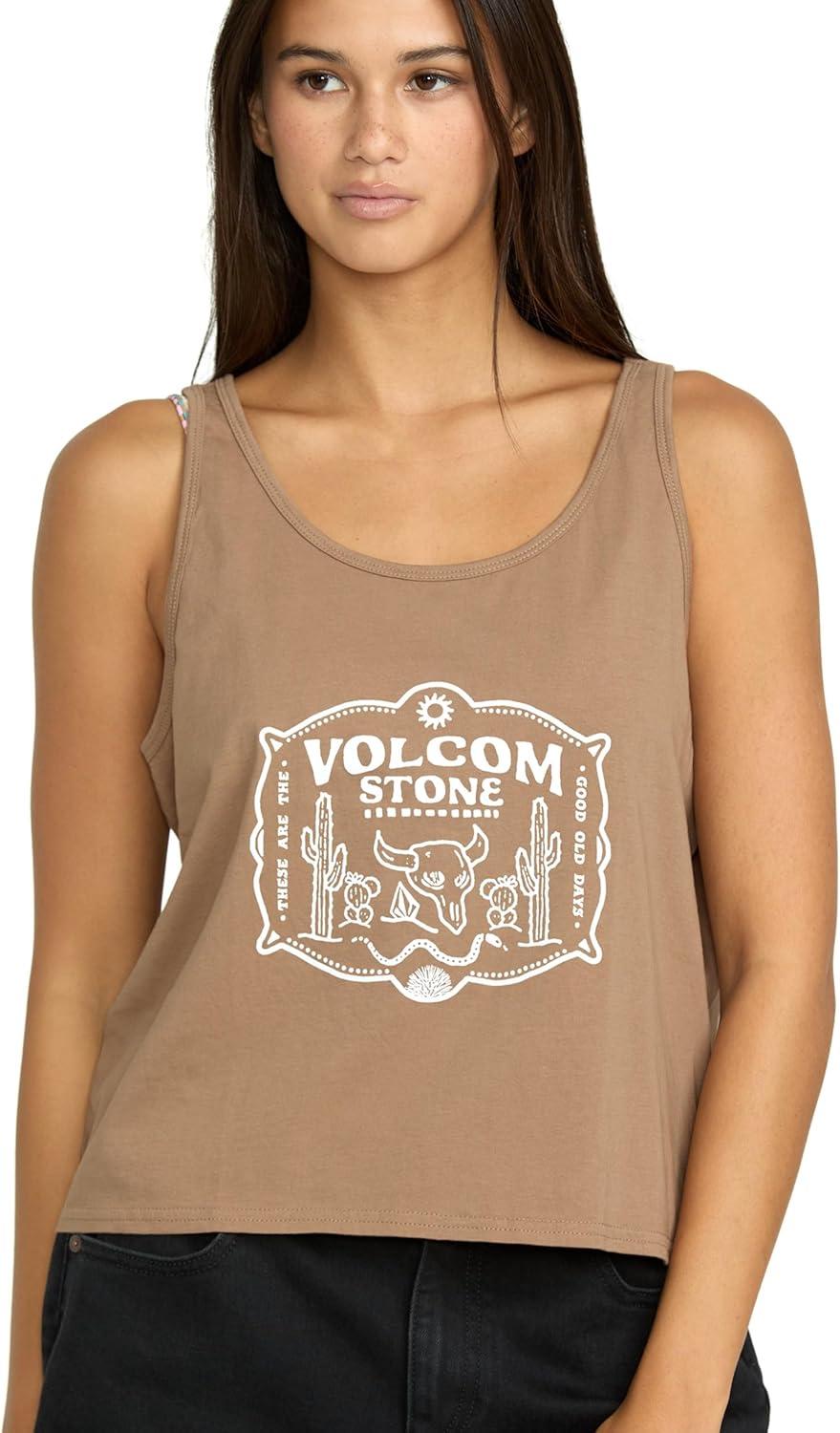 image:imageVolcom Womens to The Bank Organic Cotton Graphic Tank Top Relaxed Boxy Fit Breezy Summer StyleHazelnut