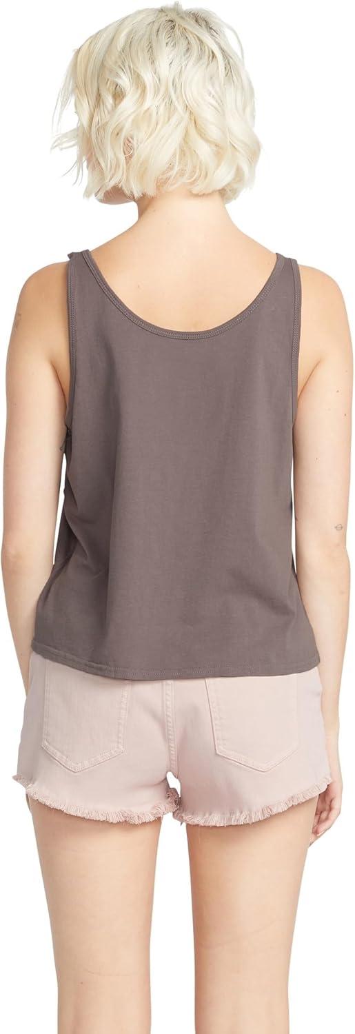 image:imageVolcom Womens to The Bank Organic Cotton Graphic Tank Top Relaxed Boxy Fit Breezy Summer StyleSlate Grey